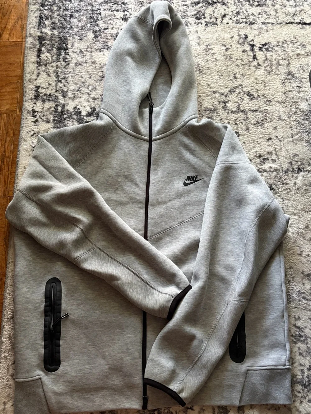 Authentic Nike Light Gray Tech Full-Zip Hoodie Jacket